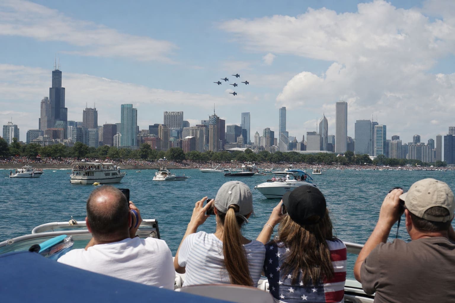 Jets flying over Lake Michigan during the Chicago Air and Water Show
