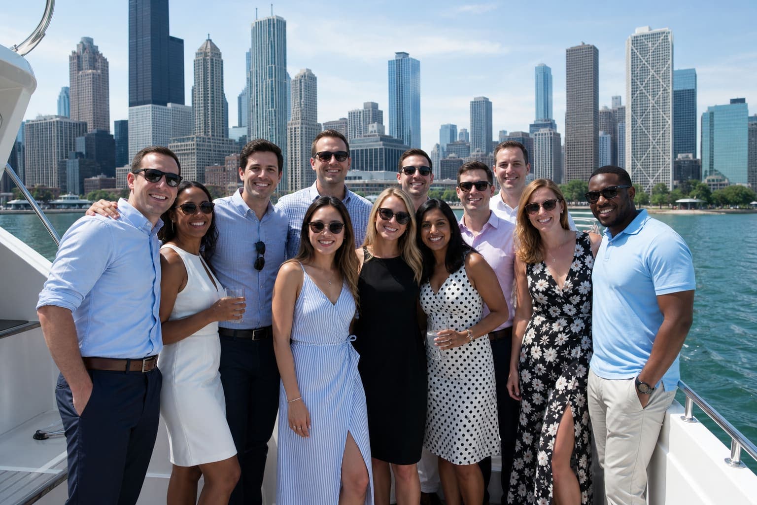 Corporate team outing on a Chicago yacht